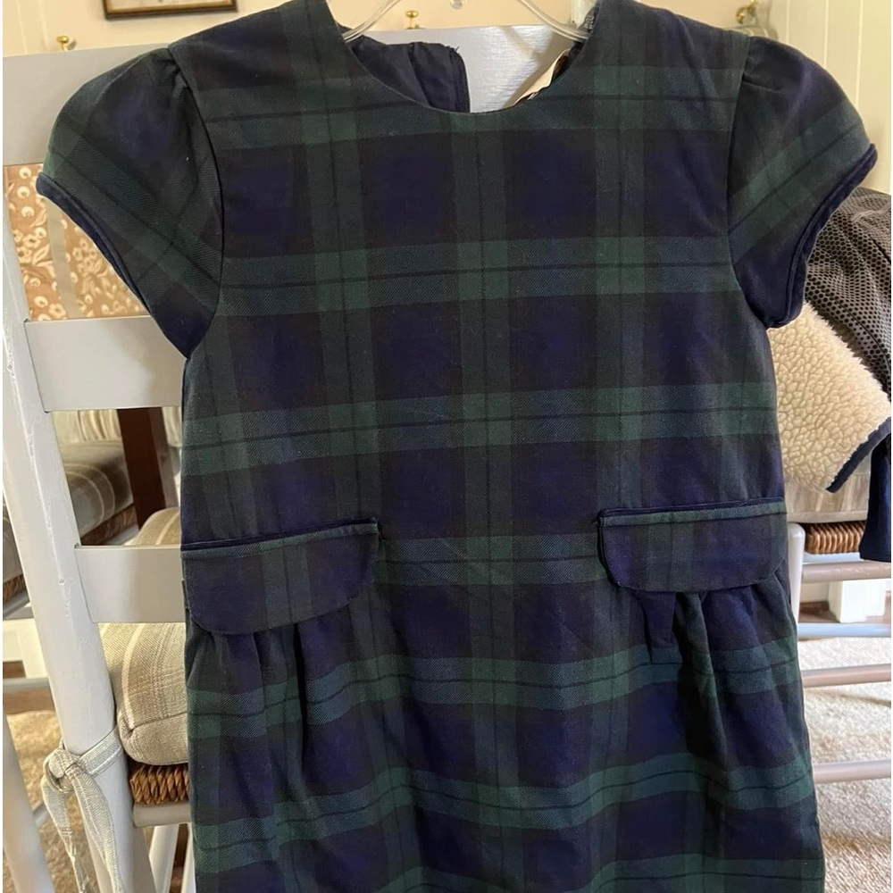 Beaufort bonnet girls tartan plaid short sleeve bows in back dress sz 8